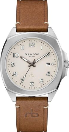 Rag & Bone Bleeker Leather Strap Watch, 40mm in Brown at Nordstrom
