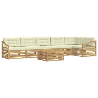 vidaXL Conjunto De Sof&aacute;s De Exterior 7 Pcs Blanco Y Crema Poli&eacute;ster Vidaxl