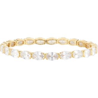 Nordstrom Oval Cut Cubic Zirconia Stretch Bracelet in Clear- Gold at Nordstrom Rack