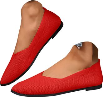 Generic Womens Slip On Shoes Pointed Toe Ballet Flats for Women Knit Comfortable Walking Shoes Dressy Business Casual Work Loafers Classic Knitted Low Top Sof