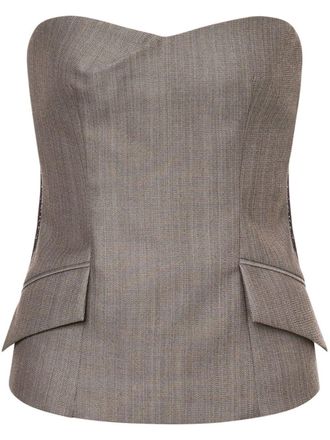 Alberta Ferretti Wollen tweed bustier top - Grijs