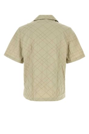 Burberry Mens Khaki Cotton Shirt Sparrowbeige Exterior: Camicie