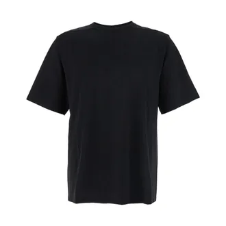 Rick Owens T-Shirts, male, Black, Size: L Black Crewneck T-Shirt with Rear Stitching
