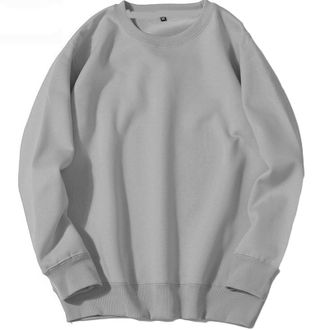 Generic Mens Jumpers Oversized Sweatshirts without Hood Solid Colour Crew Neck Pullover Long Sleeve Sweater Soft Sports Top Lightweight Sweat Shirts for Men A