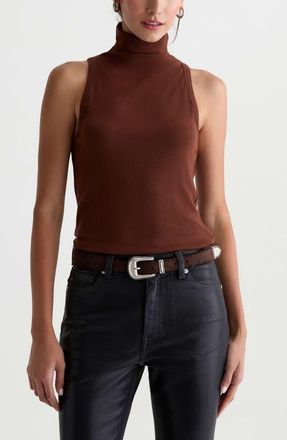 AG - Adriano Goldschmied Faey Mock Neck Ribbed Tank in Chestnut at Nordstrom, Size X-Large