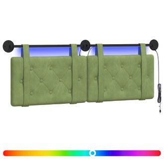 vidaXL Cabecero Colgante Con Luz Led Verde Claro Terciopelo Vidaxl