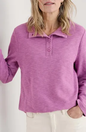 Seasalt Cornwall Last Boat Organic Cotton Half Placket Sweatshirt in Orchid Swatch at Nordstrom, Size 4 Us