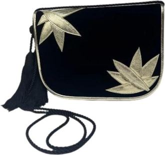 Saint Laurent Pre-owned Clutches, female, Black, Size: ONE SIZE Pre-owned Velvet Shoulder Bag