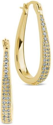 Sterling Forever Cheryl Pav&eacute; Cubic Zirconia Teardrop Hoop Earrings in Gold at Nordstrom Rack