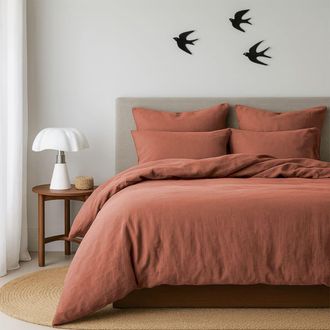 Febronie Juego de cama (65x65) algod&oacute;n lavado terracotta 260x240