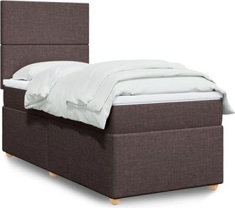 vidaXL Cama Box Spring Con Colch&oacute;n Tela Marr&oacute;n Oscuro 80x200 Cm Vidaxl