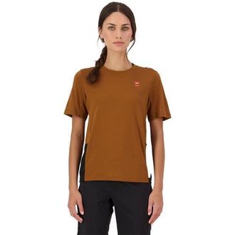 Mons Royale Tarn Merino Shift Short-Sleeve Shirt - Womens in Caramel/black at Nordstrom, Size X-Small
