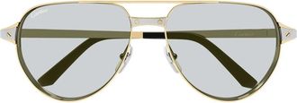 Cartier Santos Ct 0425S-006 Piloten Zonnebril - Heren - Zonnebrillen - Geel - ONE Size - Accessoires