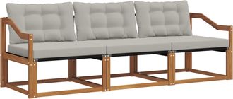 vidaXL Conjunto De Sof&aacute;s De Exterior 3 Uds. Gris Natural Y Claro Vidaxl