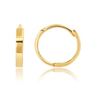 MAX + STONE 14K White Gold 10mm Flat Style Huggie Hoop Earrings with Hidden Post Hinged Closure