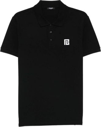 Balmain Geborduurde Katoenen Polo - Heren - Polos - Zwart - 2XL - Katoen - Tops