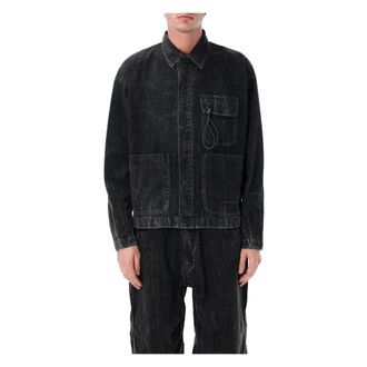 And Wander Denim Jackets, male, Black, Size: XL Textured Utility Jacket