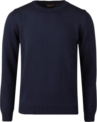 Stenstr&ouml;ms Grof Gebreide Merino Wollen Trui met Ronde Hals - Heren - Ronde hals truien - Blauw - 2XL - Wol - Truien & Vesten