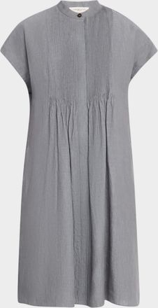 Lafayette 148 New York Ruched Pintuck Linen Dress