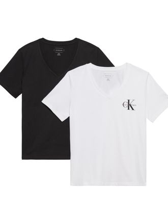 Calvin Klein Jeans T-Shirt CALVIN KLEIN JEANS A- Logo VN 2 pack Tee, Damen, Gr. M (40), schwarz (schwarz, wei&szlig;), Single Jersey, Obermaterial: 100% Baumwolle, unifarben, 
