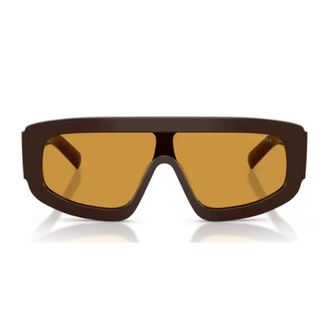 Prada Brown Pr D10s Rectangular Acetate Sunglasses
