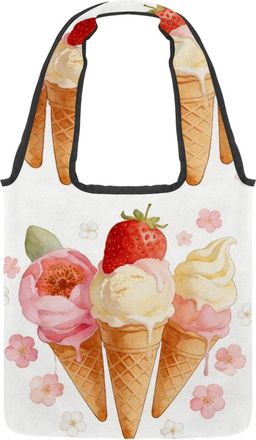 Generic Bloom & Swirl Reversible Canvas Shoulder Tote - Double-Sided Print, 12oz Cotton, 27cm Drop, Fold-Flat Bag for Travel, Shopping, Street Outings