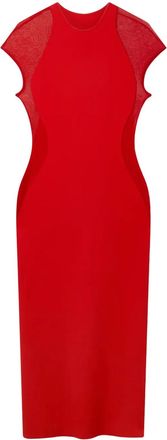 Stella McCartney Abito midi con inserti in pizzo - Rosso