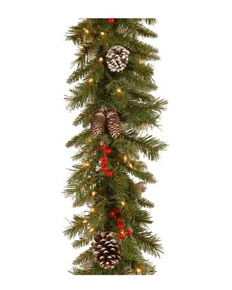 National Tree Company 9Ft Frosted Berry Garland With 100 Clear Lights