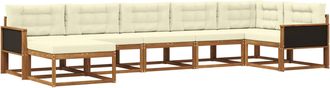 vidaXL Conjunto De Sof&aacute;s De Exterior 7 Uds. Natural Y Crema Vidaxl