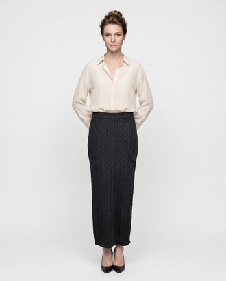 Brunello Cucinelli Womens Black Cable Knit Skirt, Size M
