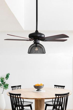 Living and Home Vintage Industrial 5-Blade Ceiling Fan Light with Remote