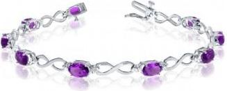 Allurez Oval Amethyst & Diamond Infinity Bracelet in 14k White Gold (4.53ct)