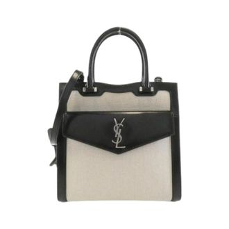 Saint Laurent Pre-owned Uptown Coated Canvas Bag - Pre-owned - Mujer - Beige - ONE SIZE
