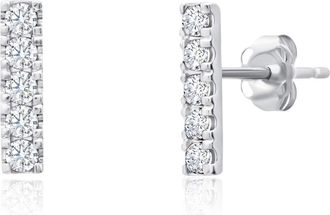 MAX + STONE 14k Yellow or White Gold Small Gemstone Bar Stud Earrings