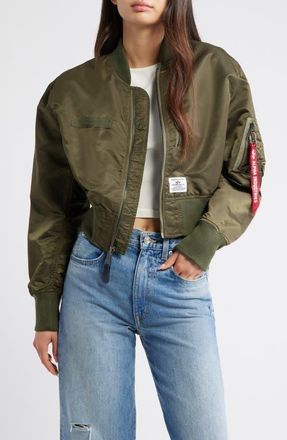 Alpha Industries L-2B Gen Crop Flight Jacket in Green at Nordstrom, Size X-Large