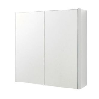 Clifton Gloss White 2-Door Mirror Bathroom Cabinet 60cm H x 60cm W | Size: 60 cm H x 60 cm W