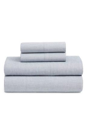 Nordstrom Lyocell & Linen Blend Sheet Set in Blue Chip at Nordstrom, Size California King