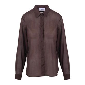 Ni&ugrave; Shirts, female, Brown, Size: XS Semi-sheer Cotton Shirt