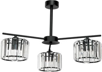 OEM L&aacute;mpara De Techo Colgante Cl&aacute;sica Negra Con Pantalla De Cristal Apulla 15-102