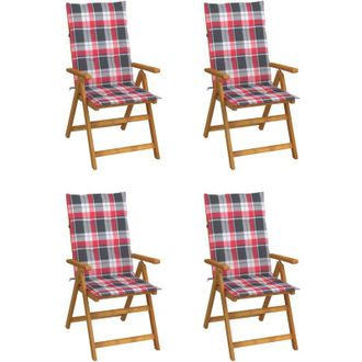 vidaXL Vidaxl - Sillas De Jard&iacute;n Reclinables 4 Uds Madera Maciza Acacia Cojines