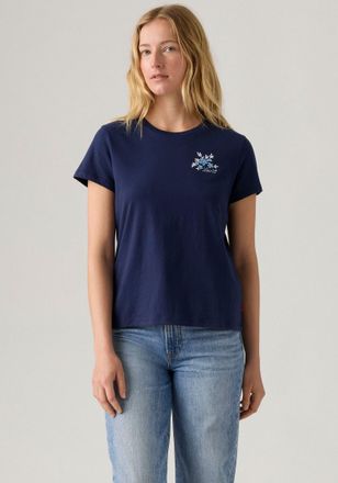 Levi's T-Shirt LEVIS THE PERFECT TEE, Damen, Gr. S (36), blau (vicky floral blau), Single Jersey, Obermaterial: 100% Baumwolle, normal, Rundhals, abgesteppt,