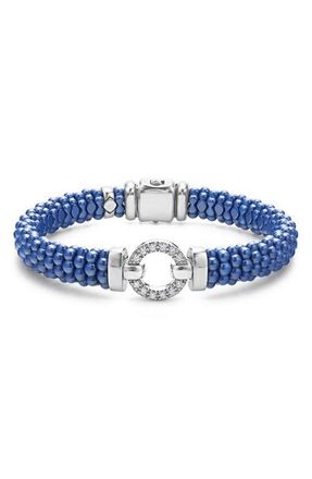 Lagos Blue Caviar Diamond & Ceramic Rope Bracelet in Marine at Nordstrom, Size 7