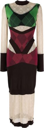 Marine Serre Womens Regenerated Lozenge-Knit Midi Dress