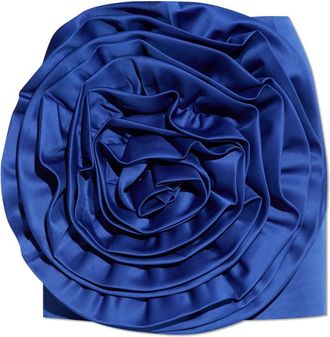 Rotate Satijnen Rok met Grote Bloem - Dames - Korte rokken - Blauw - S - Satijn - Rokken