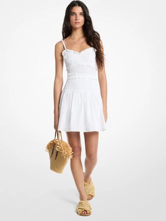 Michael Kors Smocked Cotton Poplin Tank Dress