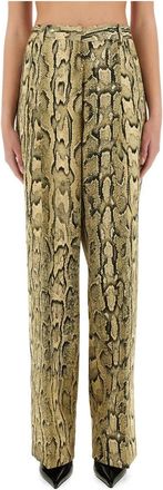 Dries Van Noten Portias 1417 W.w. Pants - Dames - Straight fit broeken - Veelkleurig - XS - Leer - Broeken