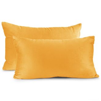 OEM Fundas De Almohada De Terciopelo, Color Liso, Rectangulares, Suaves Y Decorativas, Ideales Para Sof&aacute;s, 30 X 50 Cm, Color Naranja, Paquete De 2