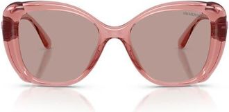 Swarovski 53mm Butterfly Sunglasses in Transparent Pink /Purple at Nordstrom