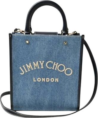 Jimmy Choo London Pre-owned Tote Bags, female, Blue, Size: ONE SIZE Pre-owned Denim Handbag
