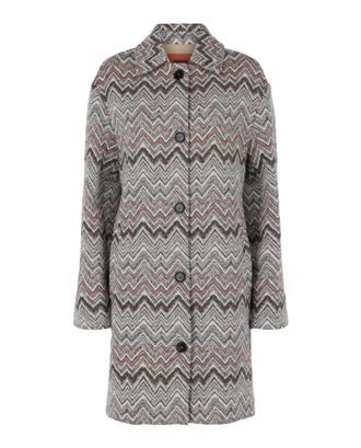 M Missoni Tweed Chevron-Pattern Coat
